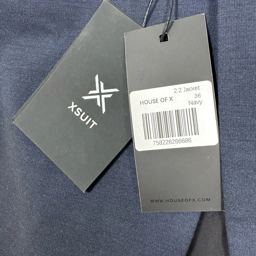 XSuit Blazer Mens 36 Blue Polyester Stretch Lined Tech City Travel Jacket